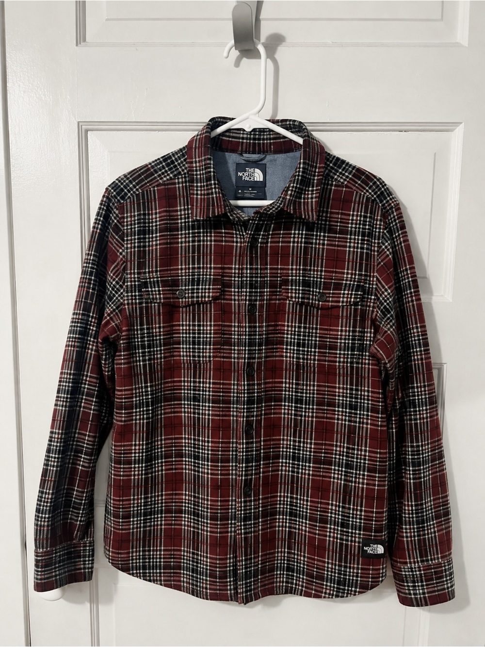 The North Face Men’s Red Plaid Long-Sleeve flannel Shirt